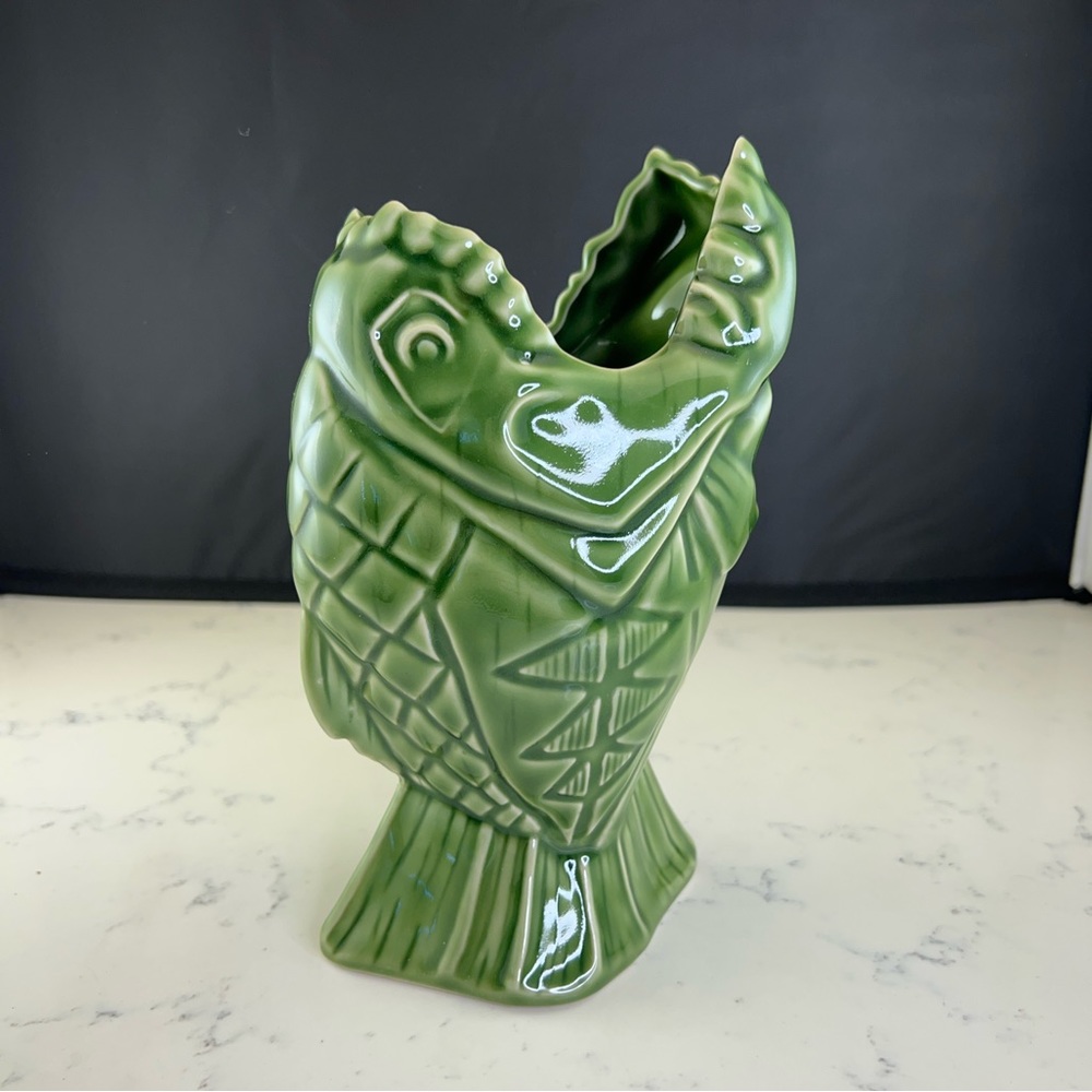 NEW Trader Sams Green Piranha Ceramic Tiki Mug- 1st Edition